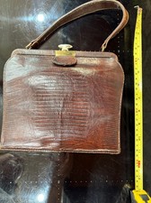 Vintage Brown LEATHER Handbag gorgeous shape 1930s / 40s great for Goodwood 