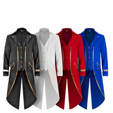 Men's Gothic Tailcoat Steampunk Medieval Frock Coat Victorian Carnival 3xl Blue