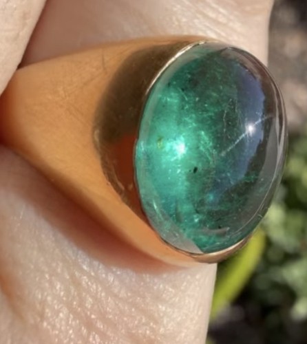 14k solid gold emerald ring - 14k,
