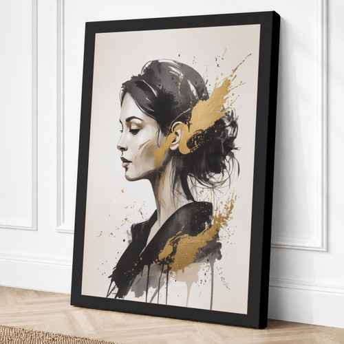 Golden profile modern canvas - modern,