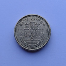  2002 old round one pound £1 coin Gibraltar "Castle and Key" circulated