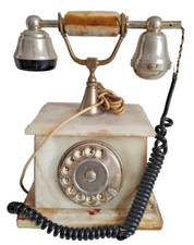 Telephone Speaking Sound Telegraph Phone Gold Plated 18 K Onyx Antique