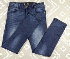 Crosshatch Black Label Slim Fit New Svelte Mens Tapered Blue Jeans 32R Stretch