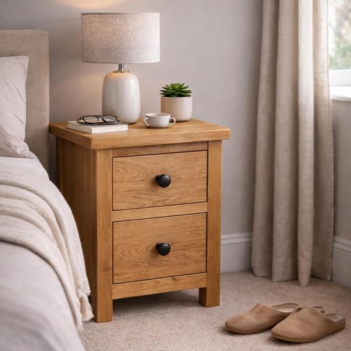 Oak drawer bedside - oak, –