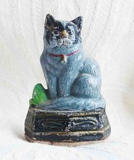Vintage Cast Iron Grey Cat Door Stop H11.5cms