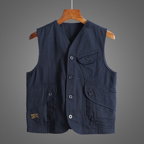 Men canvas button waistcoat - men's,
