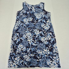 GEORGE Dress 18 Blue Women's Floral Linen Blend Sleeveless Knee Length Asda