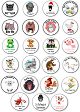 Animals  25mm Badges Fun Humerous Pet Donkey Cat Dog Rabbit Pig Bee  UK Seller