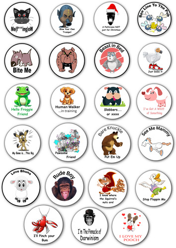 Animals 25mm badges fun - animals,