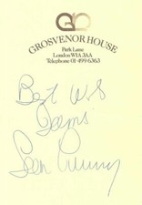 SEAN CONNERY Original Autograph Signed Notepad Page Hotel Grosvenor House