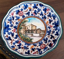 Antique/Vintage Italian Majolica Pottery Plate by Santucci Deruta  Hand-Painted