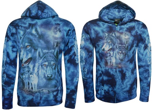 Tie dye hoodie zip - zip, wolves