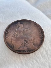 1899 Victoria One Penny, RARE, Veiled Head, good condition