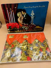 BOXED VINTAGE 4 PLACEMATS & LINEN SERVIETTES PURE IRISH LINEN MID CEN RETRO (K3)