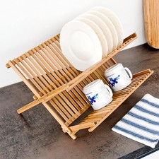 Bamboo dish drainer plate rack - dish,