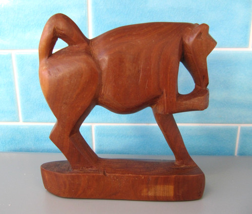 Vintage teak wooden baboon - vintage,