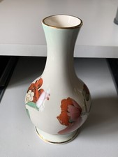Royal Worcester Small Vase Palissy Gold Colour Rims Poppy Blossom No Chips Used