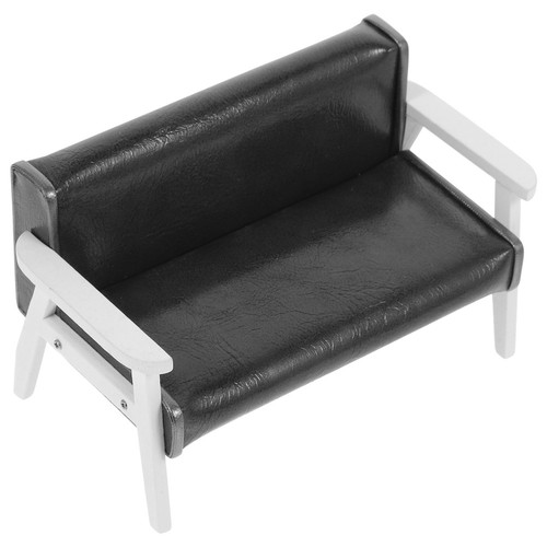 Black mini vintage wooden sofa - black,