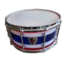  ACRYLIC 14 X 6 INCH  SNARE DRUM . RED WHITE BLUE by RG Custom BRAND NEW 