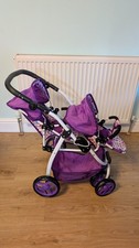Doll Twin Pushchair Buggy Stroller Toy for Kids Pretend Play