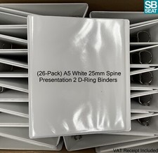 26 Pack A5 White Presentation 25mm 2 D-Ring Binders Files Folder VAT incl