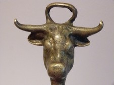 Antique Brass Headed Bull Corkscrew Figural