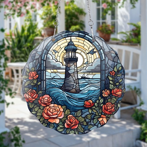 Lighthouse flowers suncatcher - flowers,