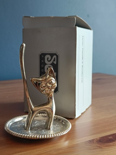 Vintage seba silver cat ring - cat,