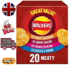 Walkers Meaty Variety Multipack Crisps Box 20x25g, Red