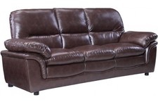 SOFAINSTORE Monza Brown Leather Sofa – 3 Seater, Deep Cushions, Modern Static