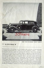 LINCOLN 2-Window Town Sedan 1934 Auto Advert Print #2 : Original Car Ad to Frame