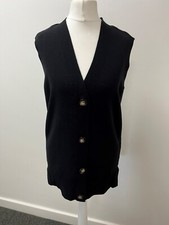 M&S Collection Cardigan Black Sleeveless Long UK XS
