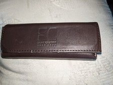 Hugo Boss  Leather glasses case. Semi Soft. Brown with Hook and Loop closure