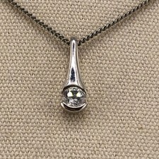 M&S TEARDROP Pendant Necklace Silver Tone Sparkle Christmas Gift Disco Party
