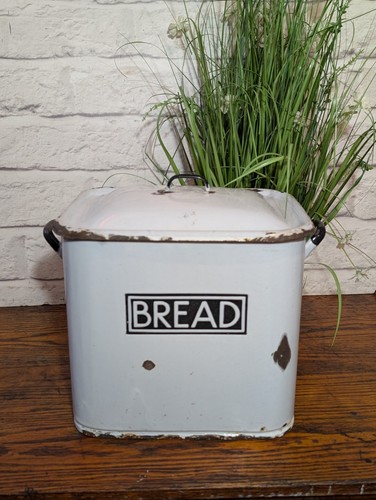 Vintage white enamel bread bin - vintage,