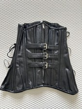 Leatherotics Black Leather Gothic Underbust Corset with Buckles & Rings Size 24