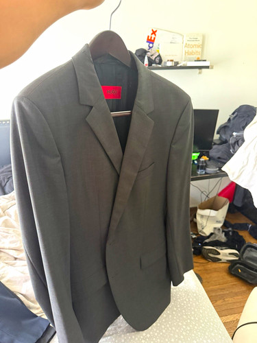 Hugo men gray solid tuxedo - hugo,