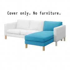 Ikea Karlstad Add-on Chaise Longue Lounge Slipcover only Korndal Blue 901.187.93