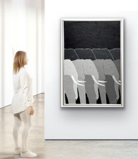 LARGE CONTEMPORARY ELEPHANT PAINTING Giant Tuskers TOM TAYLOR 20 c. American