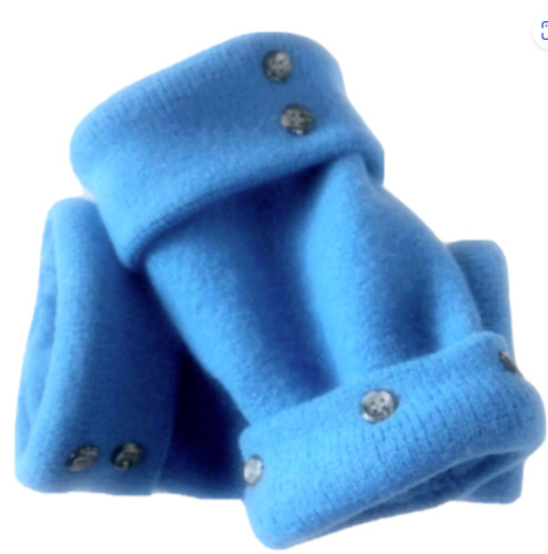 Fingerless gloves blue - blue, merino