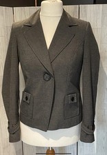 Lisa Campione Grey Fitted Jacket With Pockets, Pleated Cuffs Uk12 VGC PB10