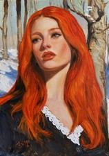 Original oil painting Red head