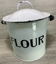 Vintage Enamel Flour Bin Storage Container by Prince Of Wares. 1930s