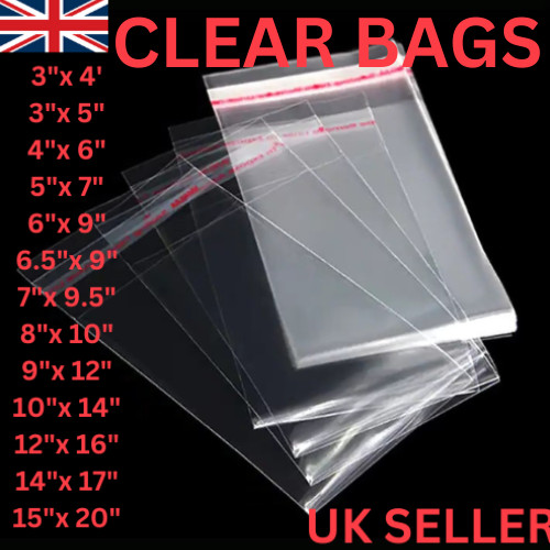Clear cellophane plastic bags - clear,