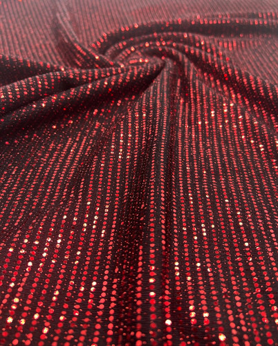 Red sequin nylon - red, metallic