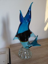 Vintage Blue Murano Fish Vase