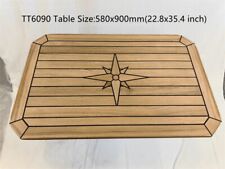 Rectangular Teak Table Top with Star Inlay–Square Corners for Marine,Boat,Yacht