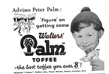 Walter's PALM Toffee Sweets ADVERT (3) Small Vintage 1950s Print Ad 162/35