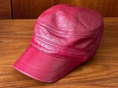 Red military style leather - red,