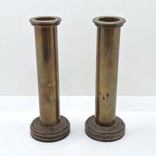 WW1 Trench Art Brass Shell Case Candlestick Holders Vases Pair Antique